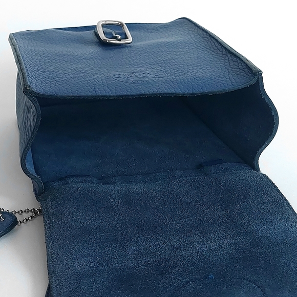 🦫🇨🇦Roots Vintage Rectangular Royal Blue Raw Leather Crossbody - Picture 9 of 12